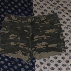 High- Waisted Camo Shorts
